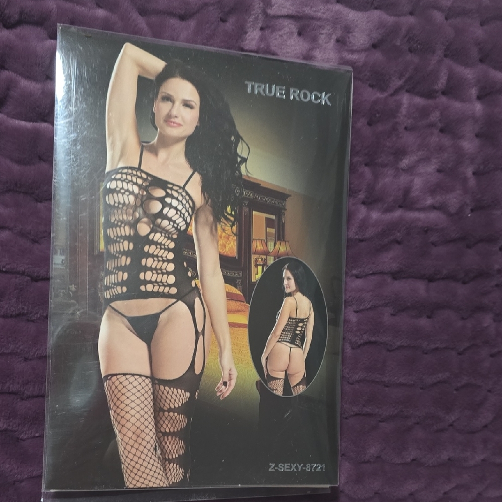 TRUE ROCK Black Fishnet Bodysuit